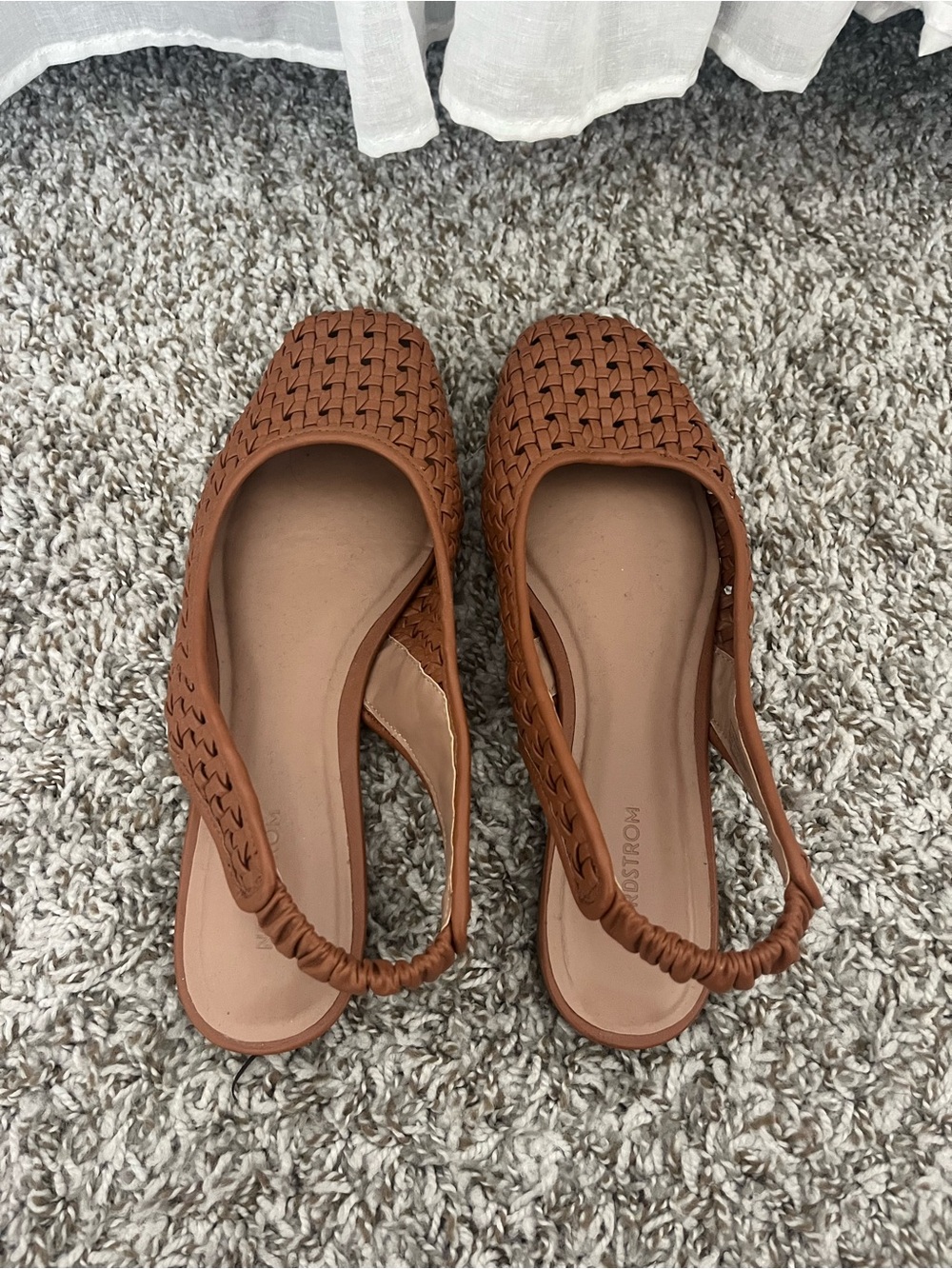 Nordstrom Women's Woven Slingback Flats in Tan Cognac